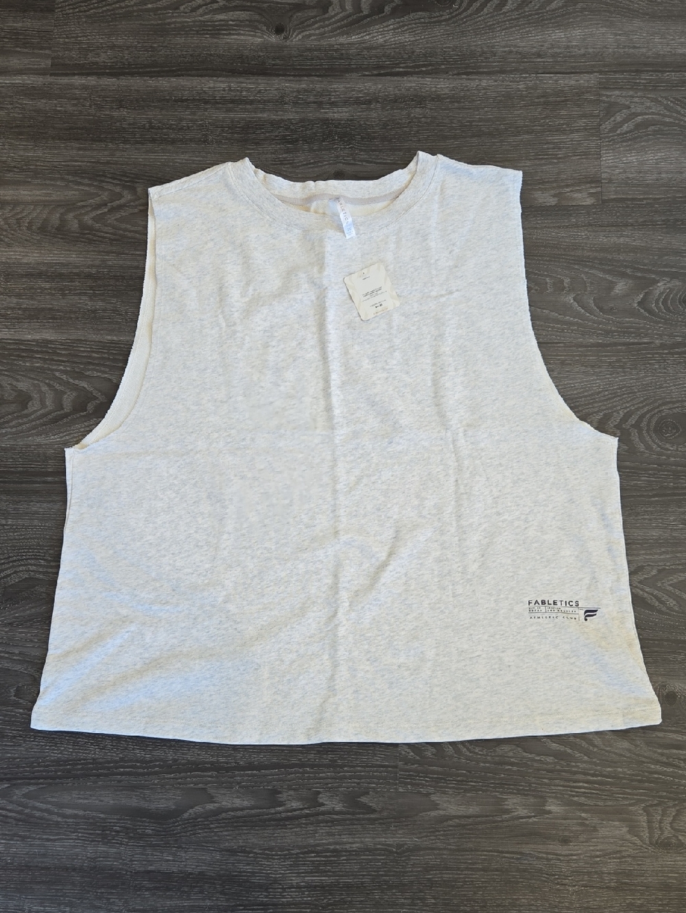 NWT Fabletics Cream Sleeveless Boxy Muscle Tee Terry Tank 2X